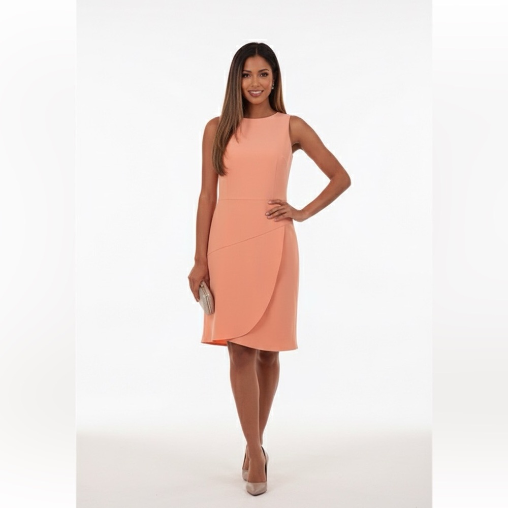 Betsey Johnson Peach Coral Asymmetric Tulip Sheath Dress 10